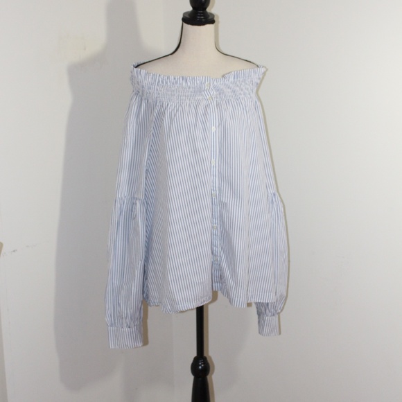 Gap, long sleeves off the shoulder button down top - Picture 1 of 10
